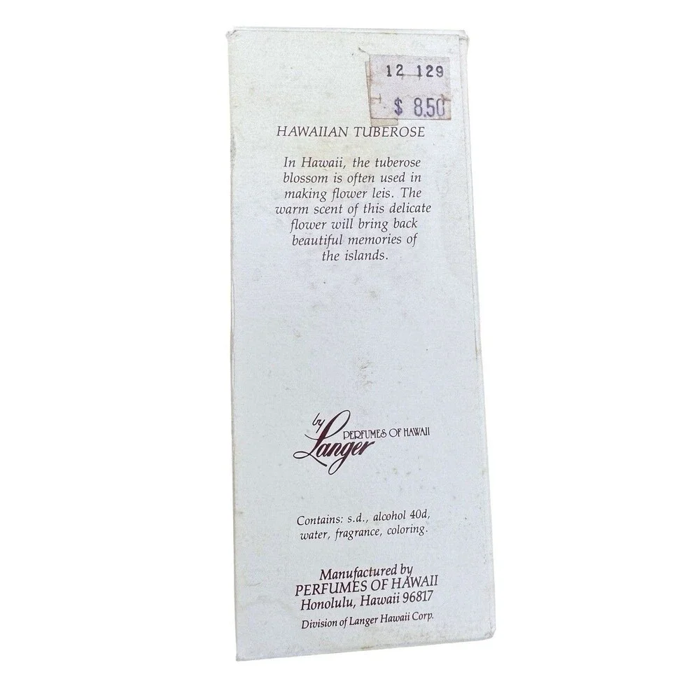VTG 1970s Perfumes of Hawaii HAWAIIAN Tuberose Mist Cologne 1.2 Oz Bottle Spray